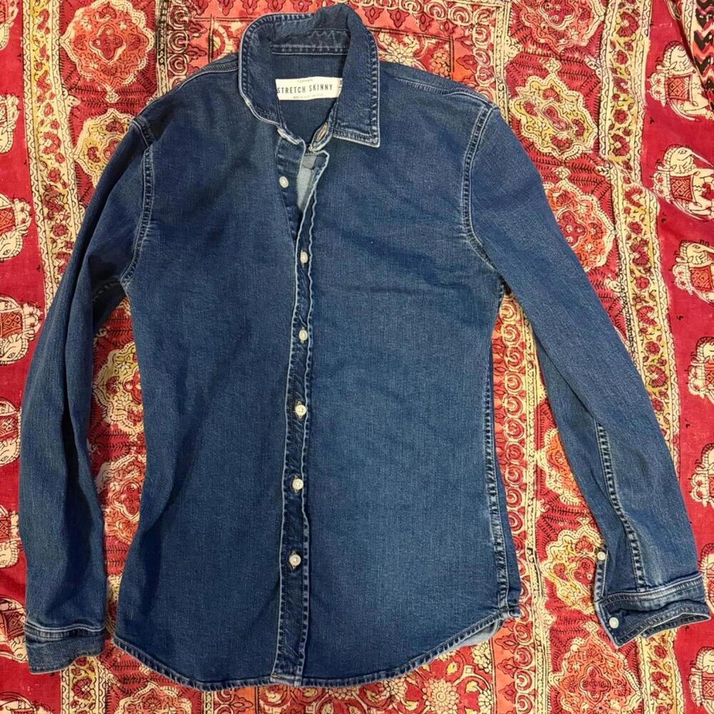Topshop Men's Blue and Navy Shirt